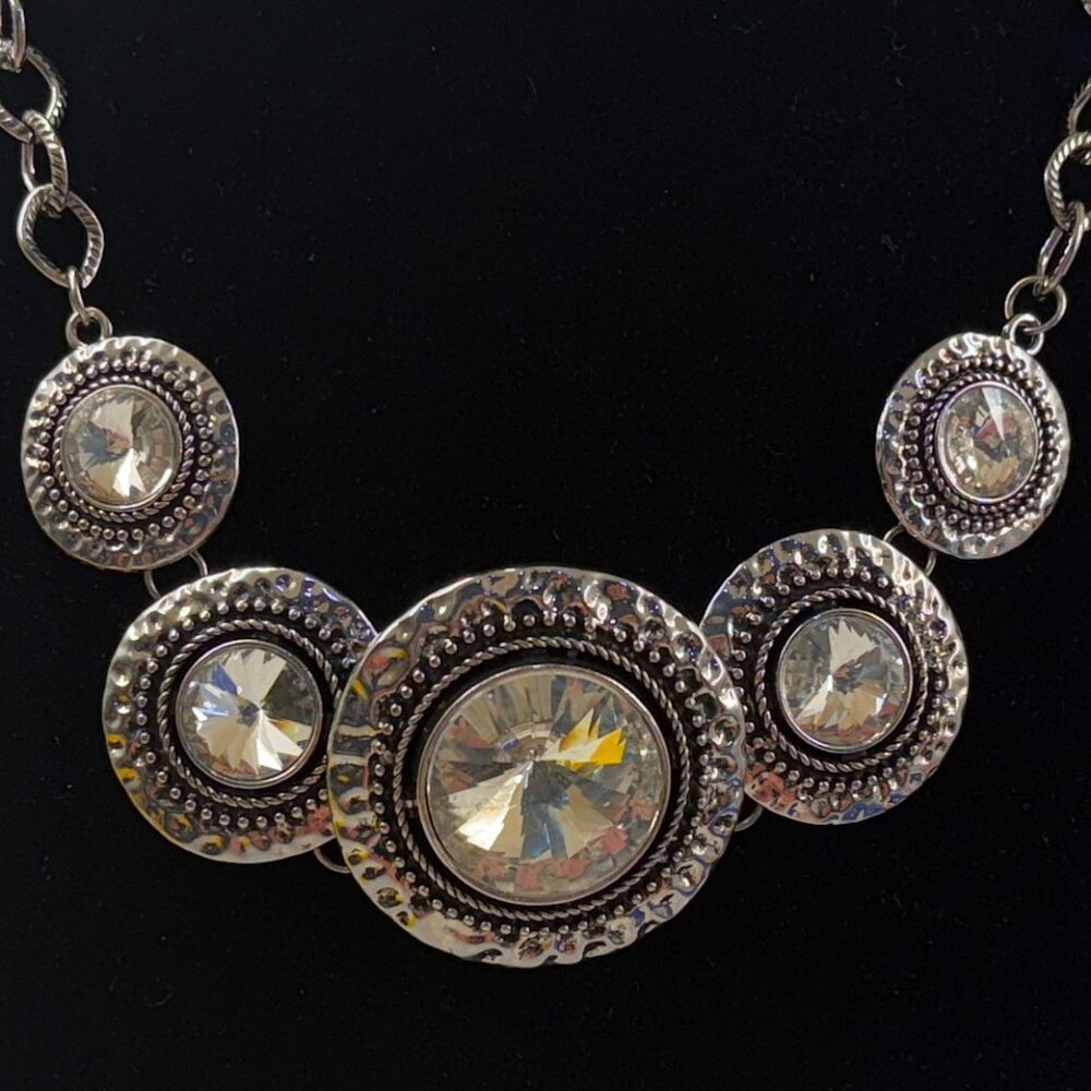 Large Crystal And Metallic Statement Necklace - image 2